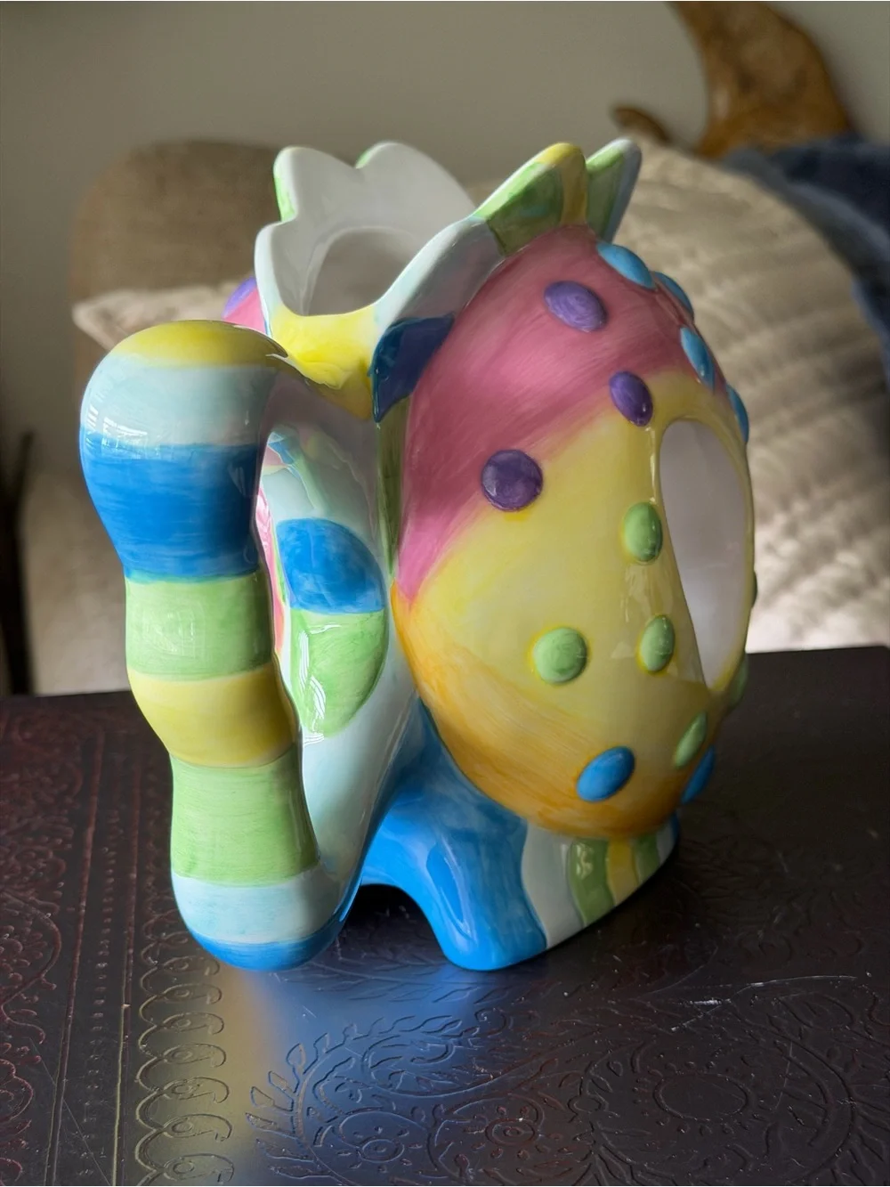 VTG‎ Whimsical Rainbow Fish Ceramic Vase Planter Colorful Coastal Kitsch Decor